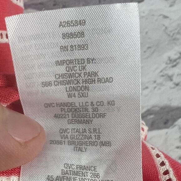 SUSAN GRAVER Women's L Weekend Coral White 3/4 Sleeve Open Lightweight Cardigan‎ - Picture 8 of 9